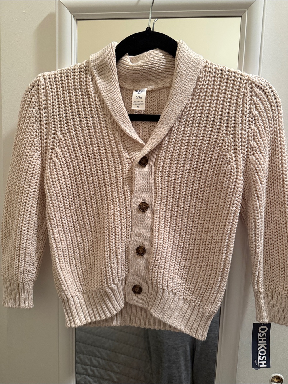 OshKosh B'gosh Cream Shawl-Collar Button Cardigan Sweater - NWT